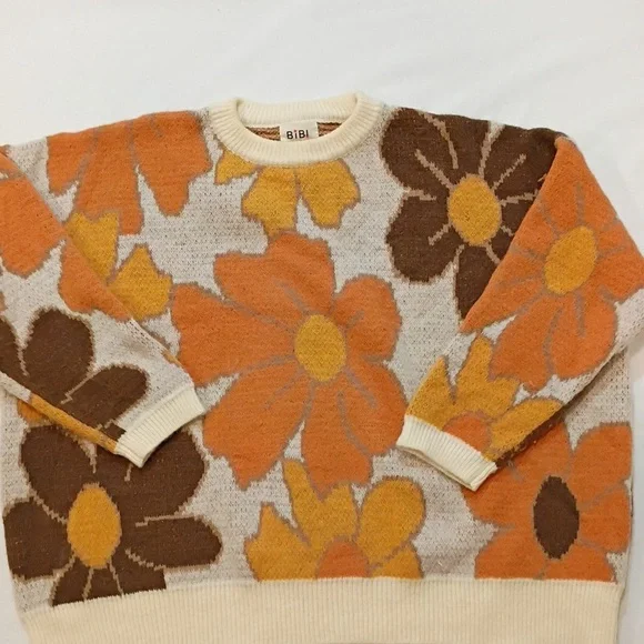 Oversized Sweater Oatmeal Fairycore Bold Floral Size Small - Picture 3 of 4